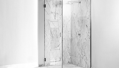 GlassLine top rail, shower door and shower base